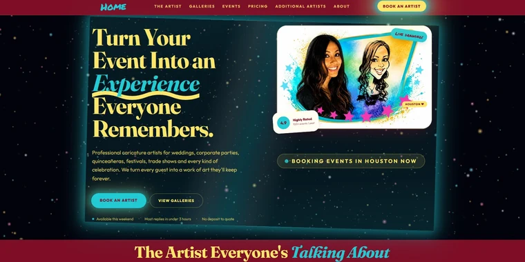Redesigned Caricatures Plus website homepage