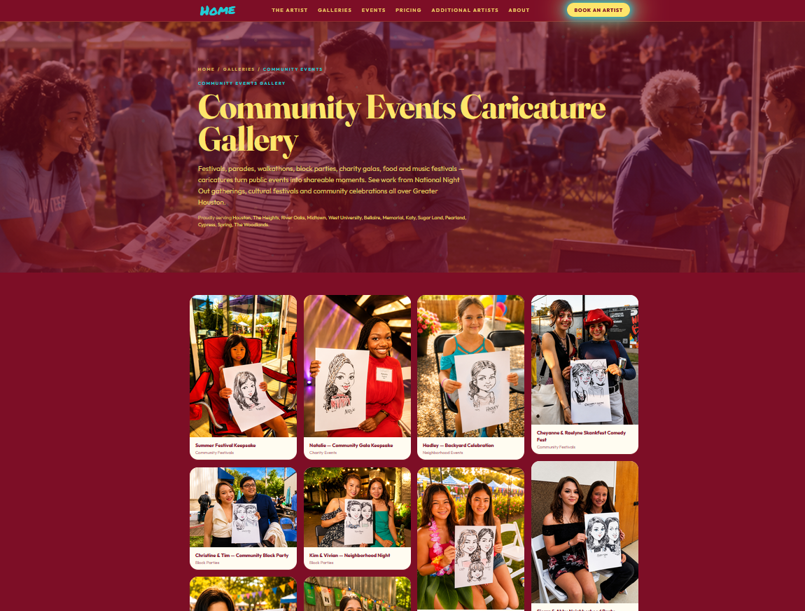 Community events gallery on the redesigned site